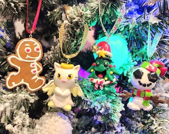 Handmade Petpet Christmas Ornaments Series 2 - Abominable Snowball, Angelpuss, Jinjah and Fir - MADE TO ORDER