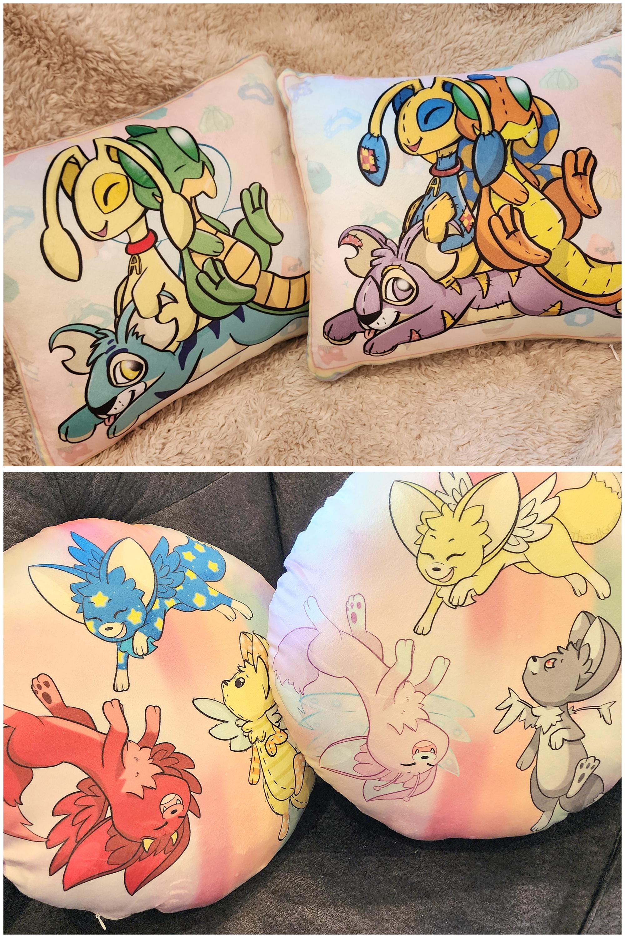 Virtual Pets Faellie Petpets and Plushie Neopets Rainbow 11-14in Shaped Pillows - FULLY STUFFED - Ready to Ship!