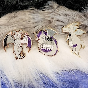 Pride Hatchery Series - Asexual/Ace Dragon Enamel Pins - 3 Styles of Dragons - READY TO SHIP!