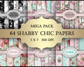 Shabby Chic Floral Digital Paper Pack: 64 Rose Backgrounds (Digital Download)