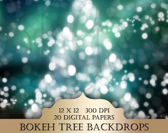 Bokeh Christmas Tree Digital Photography Backdrop - bokeh lights holiday season digital papers 12 x 12