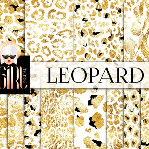 Gold Foil Leopard Print Digital Paper (Digital Download)