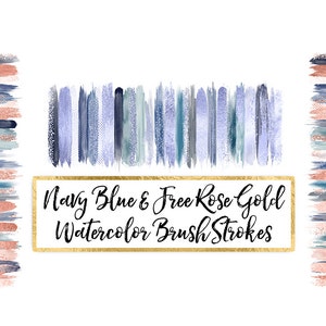 Pinceladas de acuarela Clipart Clipart de oro rosa gratis clipart azul acuarela clipart metálico purpurina pintura oro superposición blog planificador de invitaciones