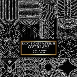 Silver Glitter Bokeh Fairy Lights Overlays: Geometric Clipart (Digital Download)