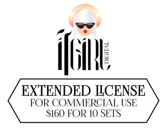 Extended Commercial Use License for Ten Graphic Sets for Print On Demand, Fabric, Invitations, Blog Templates