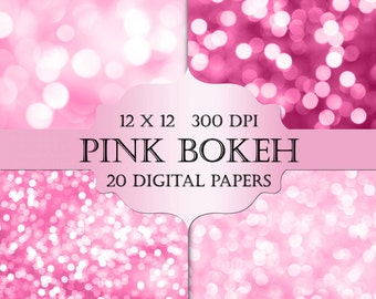 Valentines Bokeh Digital Paper -  pink, glitter, bokeh backgrounds, shiny, girly digital paper, bokeh backdrops, bokeh potography overlays