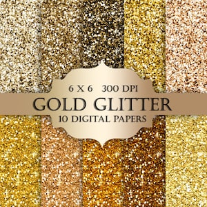 Gold glitter digital paper - Glitter gold Scrapbooking Digital Paper gold texture glitter background gold sparkle invitation planner clipart