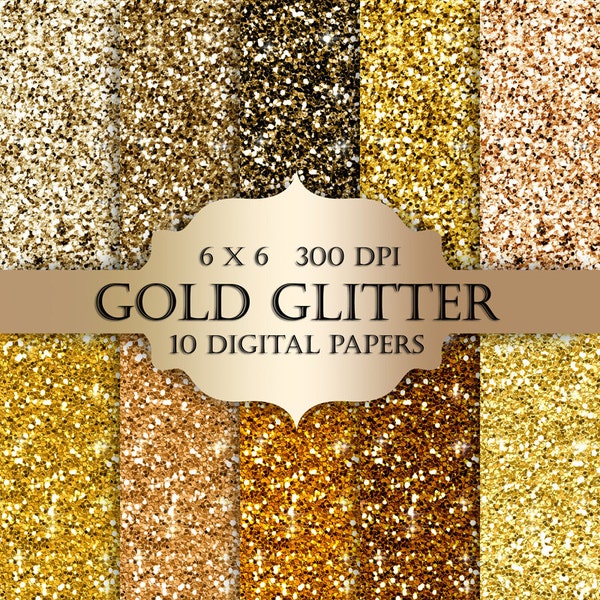 Gold Glitter Digital Paper – Scrapbook Shiny Golden Texture Backgrounds (Design Resources)