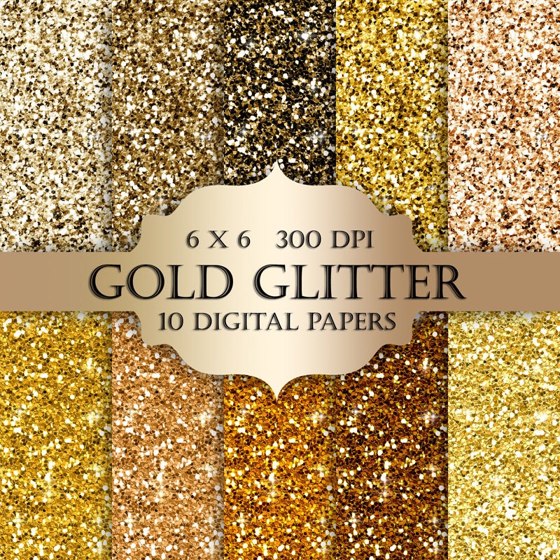 Gold Glitter Digital Paper Glitter Gold Scrapbooking Digital Etsy
