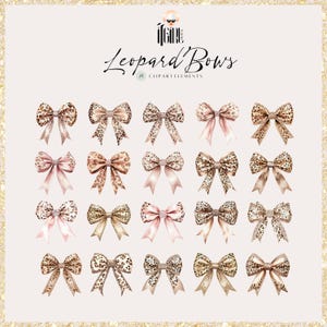 Gold Glitter Leopard Coquette Bow PNG, Trendy Leopard Bows Digital Clip Art, glam ribbon bows, Cheetah Bow Tie, girly bow t-shirt, stickers