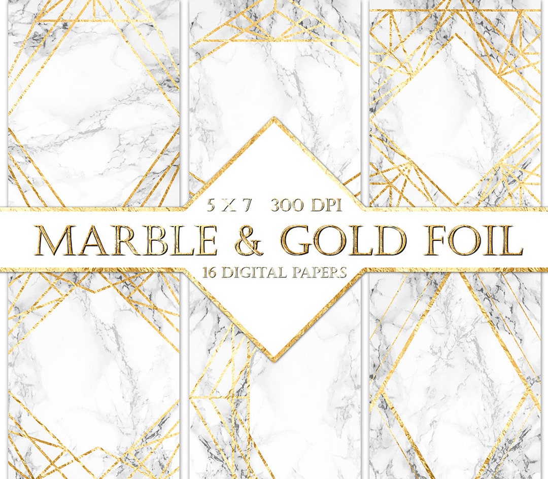 Marble and Gold Foil Digital Paper Marble Digital Paper Gold Foil Gold