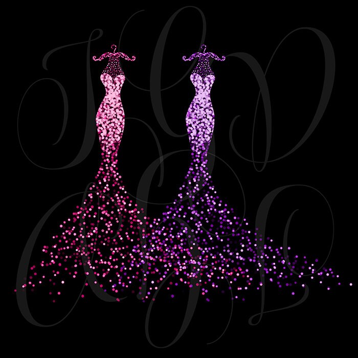 Glitter Dress Clipart: Bokeh Wedding Fashion Illustration (digital  Download) - Etsy
