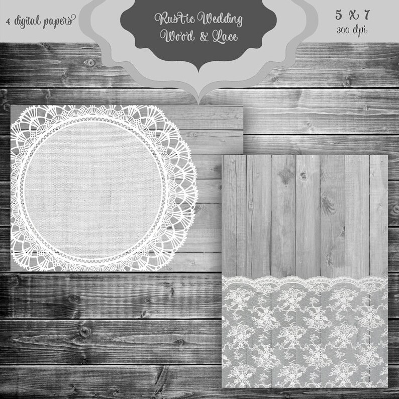 Rustic Wood & LACE Digital Paper Pack Vintage Wood and Lace Etsy