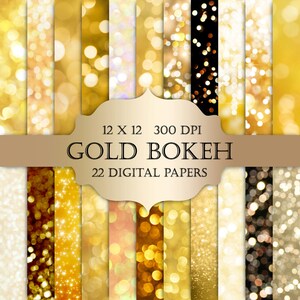 Bokeh Digital Paper - or bokeh or paillettes bokeh arrière-plans or brillant papier numérique bokeh toile de fond bokeh potographie superpositions planificateur