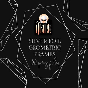 Silver Foil Geometric Frames Clipart - polygonal frames modern minimalist clipart border wedding clipart blog elements planner stickers