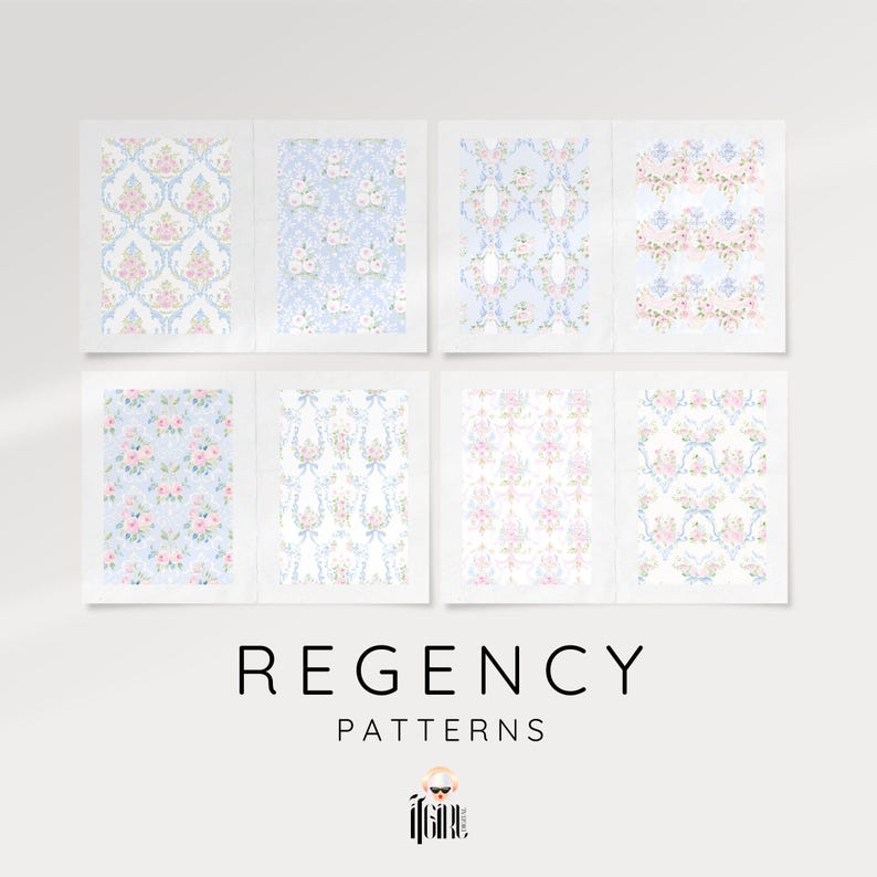 Regency Pattern Paper Sheets 60 Regency Era Grandmillennial Girly Seamless Patterns: Rococo Digital ...