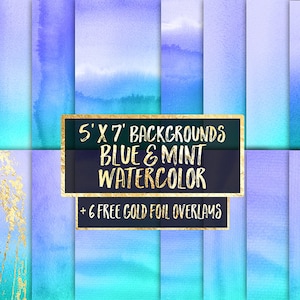 Blue Watercolor Digital Paper: 5x7 Invitation Backgrounds (Digital Download)