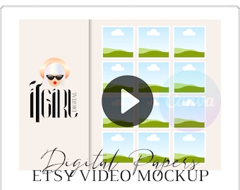 Mockup wideo Etsy: cyfrowy szablon papieru dla Canva