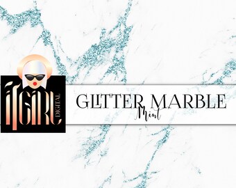 Mint Glitter Marble Digital Paper: Planner Stickers Background (Digital Download)