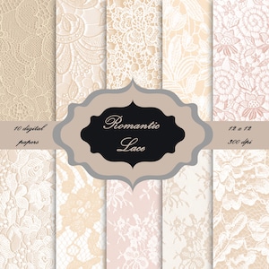 LACE Digital Paper Pack - Vintage Lace Muster Hintergrund für Scrapbooking, Hochzeitseinladungen, Karten - Download Vintage shabby Backgrounds