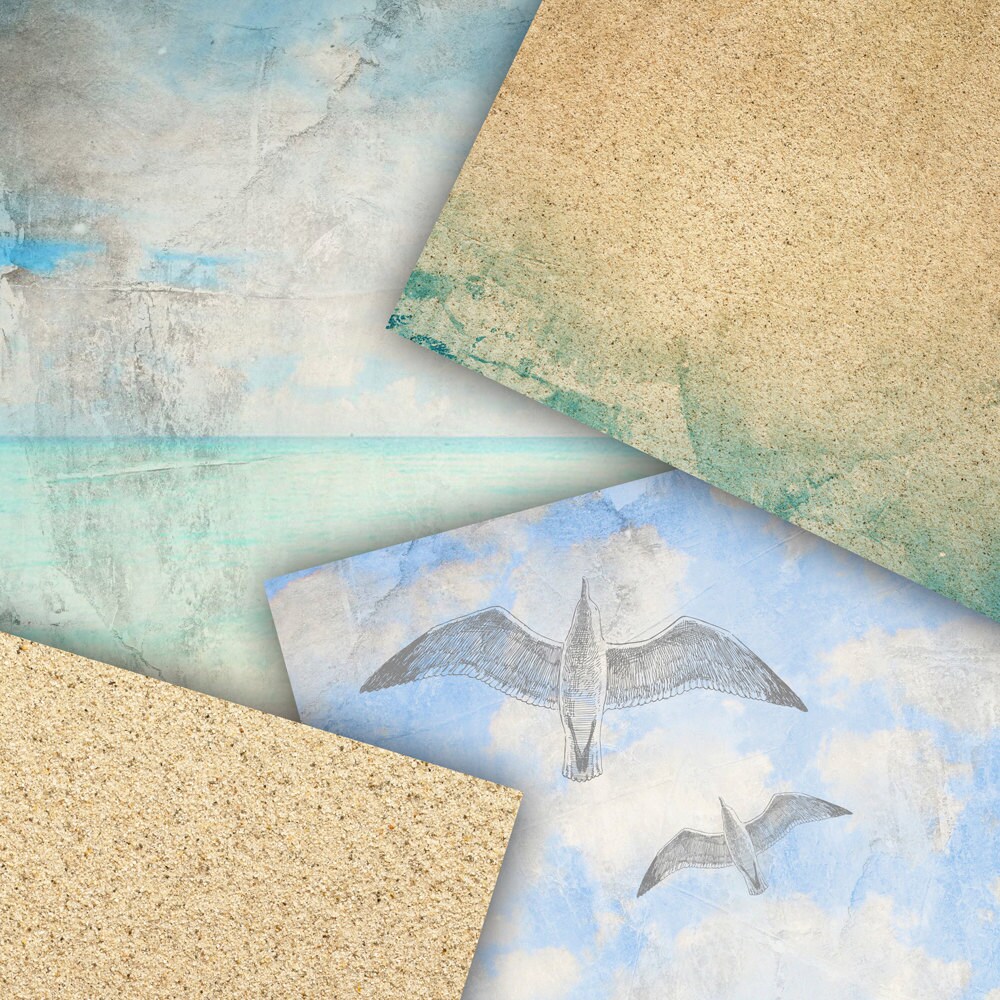 Nautical Digital Paper beach sky rustic wood burlap bokeh | Etsy