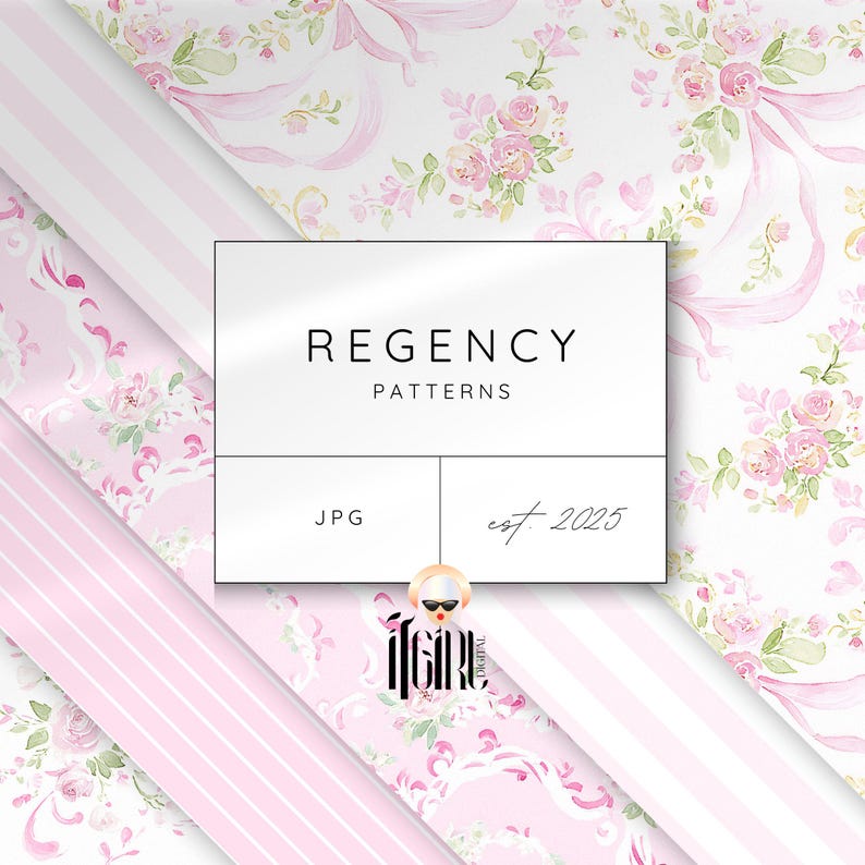 Regency Pattern Paper Sheets 70 Regency Pink Floral Grandmillenial Seamless Patterns: Rococo Digital ...