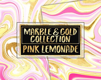Pink Marble Digital Paper: Gold Foil Texture (Digital Download)