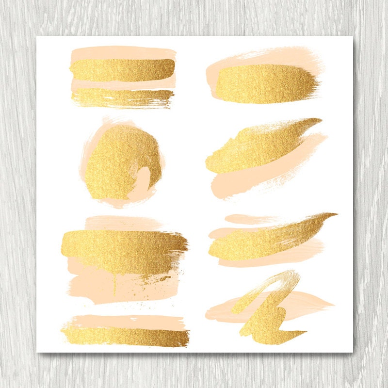 Gold Brush Strokes Clipart - peach gold metallic glitter gold paint d…