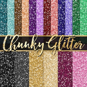 Glitter digital paper -  rainbow chunky glitter commercial use