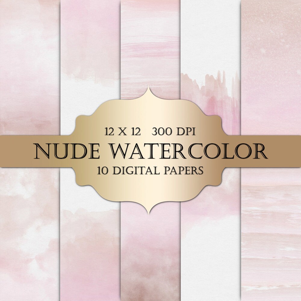 Watercolor Digital Paper - nude watercolor textures painted digital p…