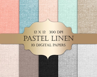 Lin papier numérique - milieux de texture de tissu naturel jute lin pastel numérique papier pour carte d’invitation mariage scrapbooking