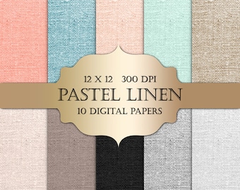 Pastel Linen Texture Digital Paper: Burlap Fabric Backgrounds (Digital Download)