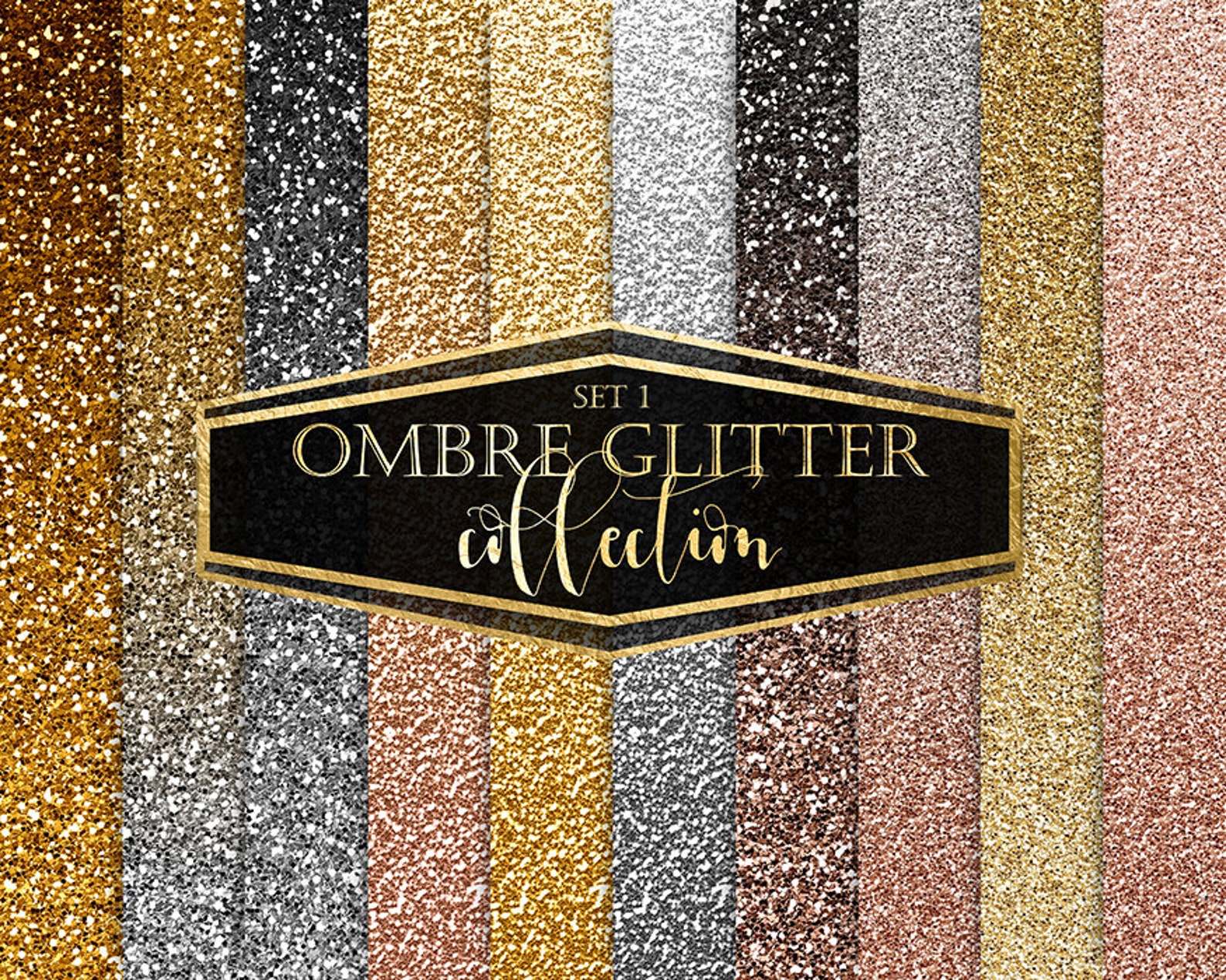 Ombre Glitter Digital Paper Gold Glitter Rose Gold Glitter | Etsy
