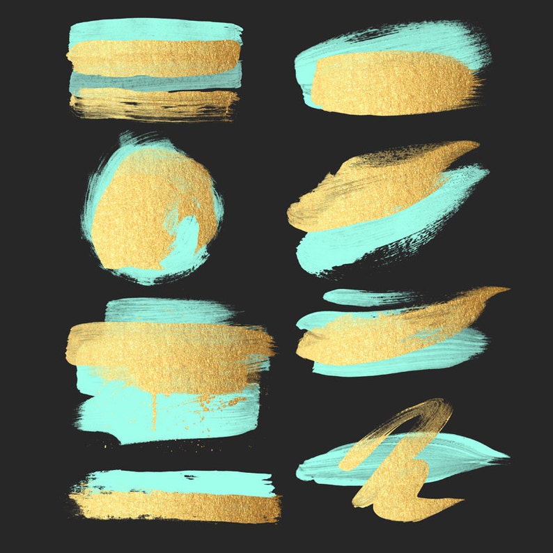 Download Gold Brush Strokes Clip Art mint gold metallic glitter ...