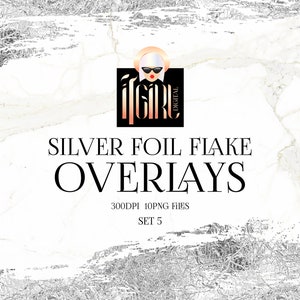Silver Foil Clipart, digital frames, silver borders overlays, silver brush strokes, silver PNG clipart, abstract paint, instant download