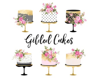 Cake Clipart Gold Foil Cake Clipart Shabby Chic Clipart wedding clipart birthday cake clipart gold foil baby shower wedding invitation card