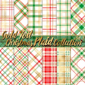 Goudfolie Kerst Plaid Digitaal Papier kerstpapier goudfolie tartan patroon vakantie plakboek plaid achtergronden kerst feest planner