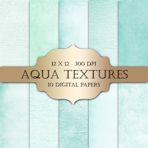 Aqua Digital Paper - papeles digitales texturizados en mal estado chic papel menta grunge fondos sólidos para scrapbooking tarjeta de invitación de boda