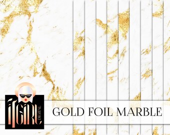 Gold Foil Marble Digital Paper: Texture Backgrounds (Digital Download)