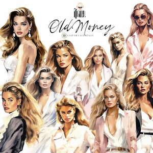 Clipart acquerello per ragazze di vecchi soldi, estetica di vecchi soldi, adesivi rosa per ragazze, Lady Boss, lusso tranquillo, uso commerciale, sublimazione PNG