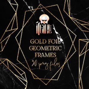 Gold Foil Geometric Frames Clipart - polygonal frames modern minimalist clipart border wedding clipart blog elements planner stickers