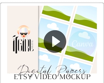 Etsy Video Mockup for Digital Papers - Canva Template, Etsy Listing, Etsy Cover Image, Digital Sellers, Etsy Mockup, Animated