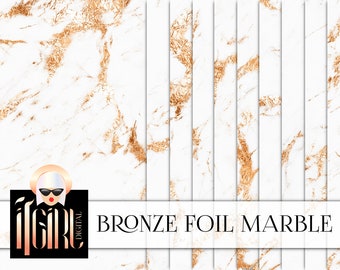 Bronze Foil Marble Digital Paper: Texture Backgrounds (Digital Download)