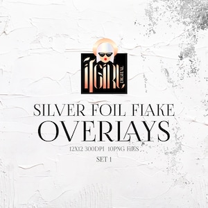 Silver Foil Borders Clipart, silver foil overlays, silver digital frames, silver textures, PNG clipart, DIY, abstract paint, commercial use