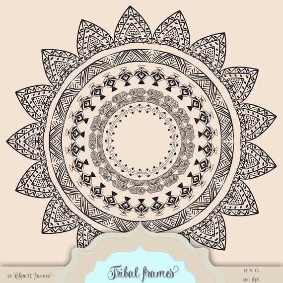 20 Hand Drawn Tribal Aztec Frames Digital Clip Art Tribal Etsy