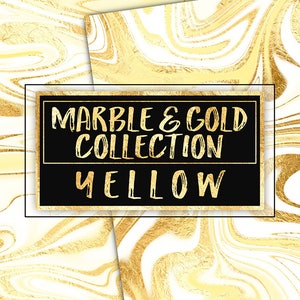 Yellow Marble Digital Papers gold foil marble liquid marble modern marble clipart gold scrapbook paper marble texture planner stickers
