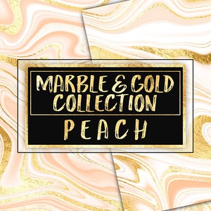 Peach Marble Digital Papers gold foil marble liquid marble modern marble marble scrapbook paper marble texture planner stickers clipart