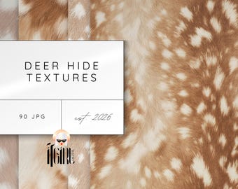 Deer Skin Digital Paper - Fawn Hide Animal Print Pattern Faux Fur Textures Backgrounds