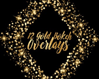 Gold Bokeh Overlays  - bokeh string lights christmas lights overlays gold fairy lights christmas clipart glitter frames scrapbooking planner