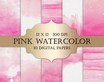Può includere: Dieci carte digitali con motivi ad acquerello rosa in vari stili. Ogni carta misura 12 x 12 pollici e 300 DPI.